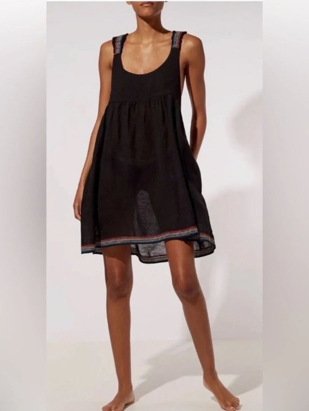Solid & Striped The Jamie Dress Black Rainbow Trim M